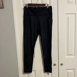 KIAVA Black Leopard Jacquard High-Waist Leggings